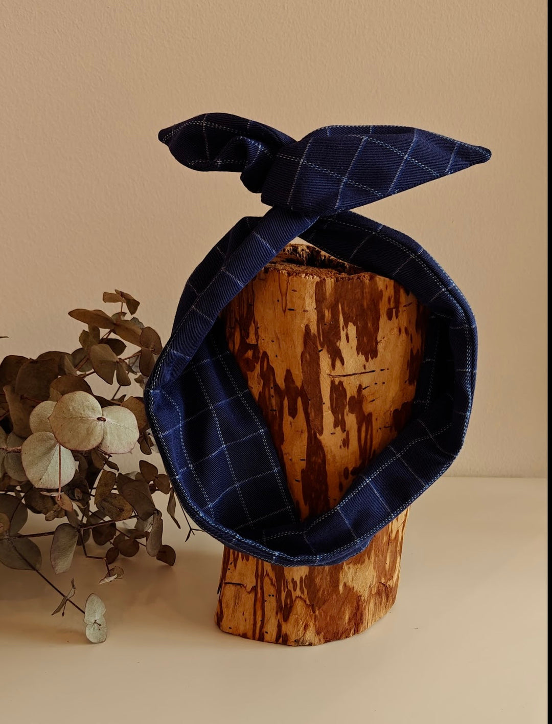 Small blue checkered wireheadband