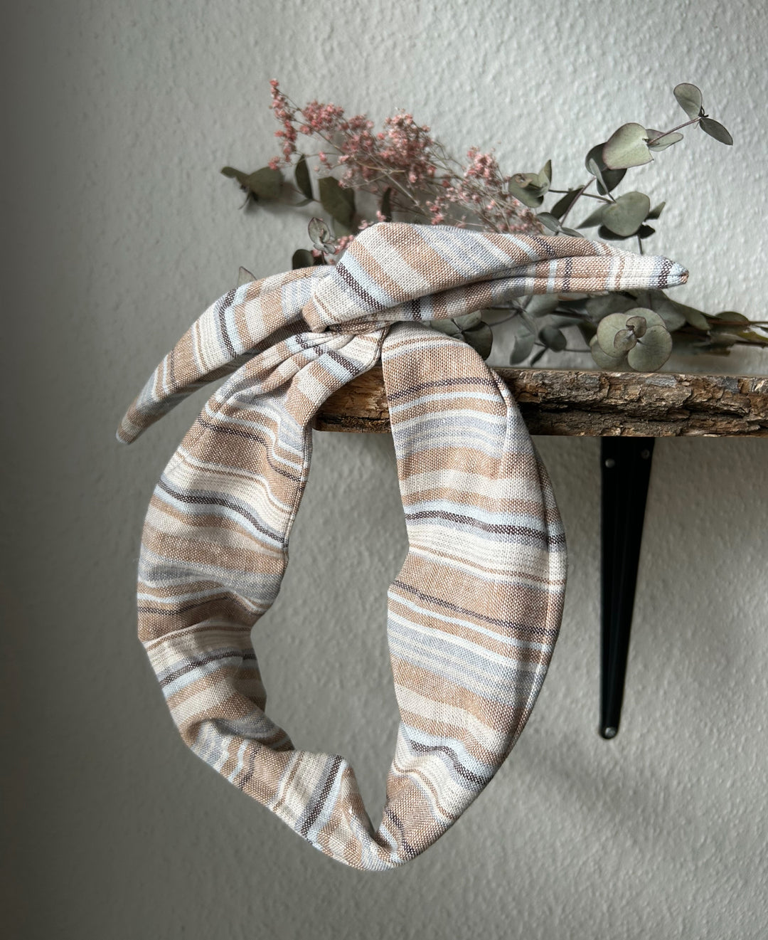 Small blue and brown striped wireheadband