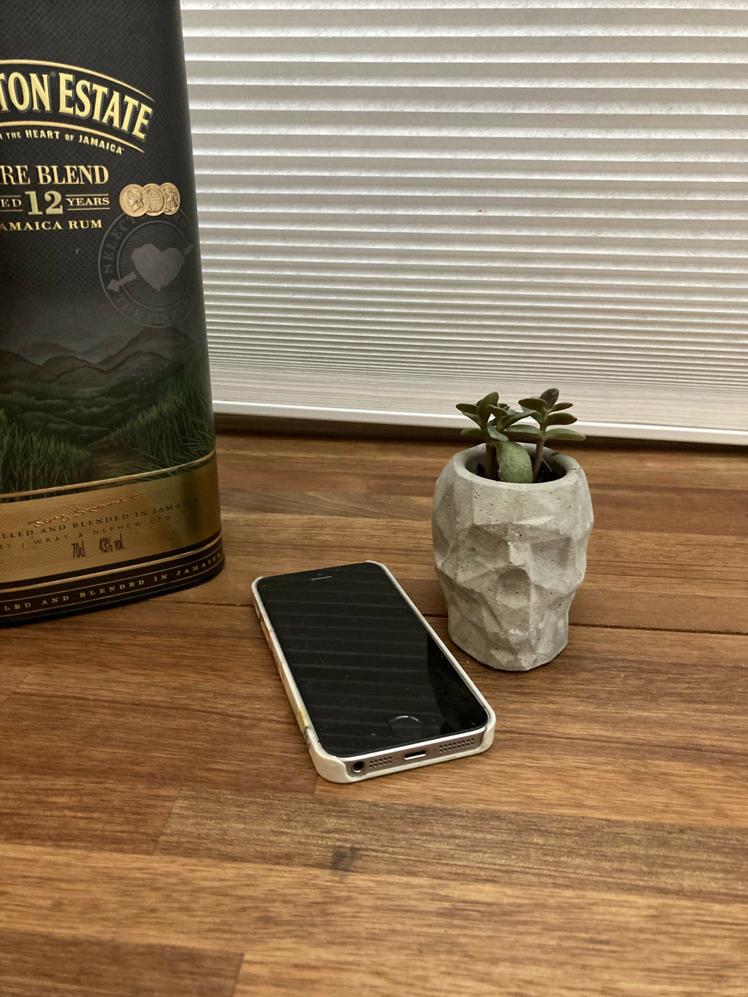 Pot with plant (Jade) skull