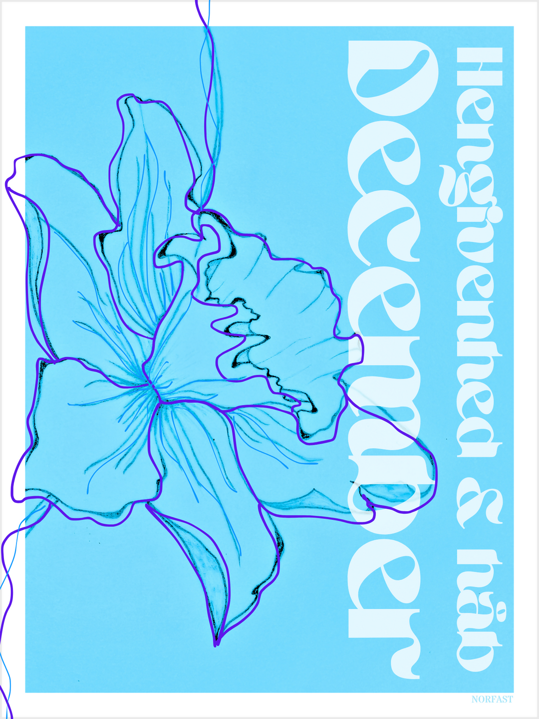 Kunstplakat x Decembers fødselsblomst i blå