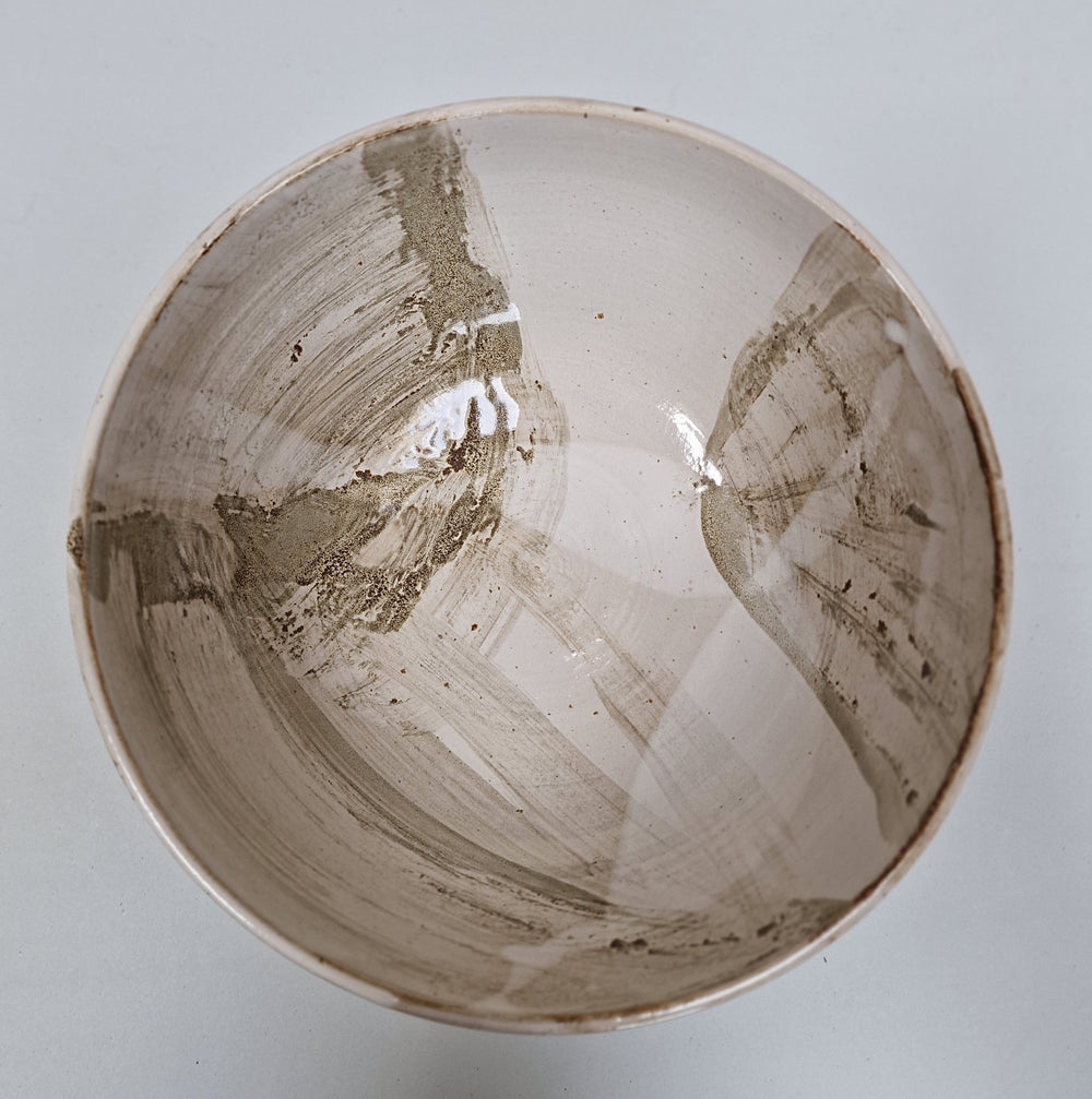 Stor stentøjsskål (hvid /rust)