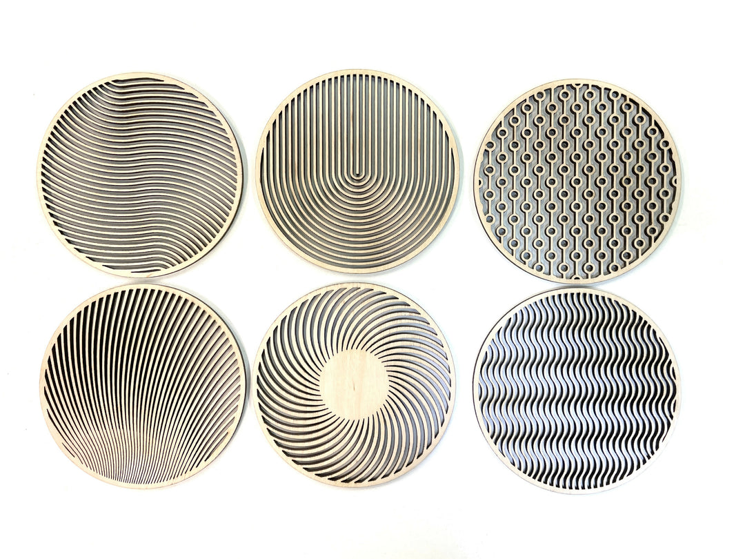 MOIRÉ coasters, set of 6, birch colour