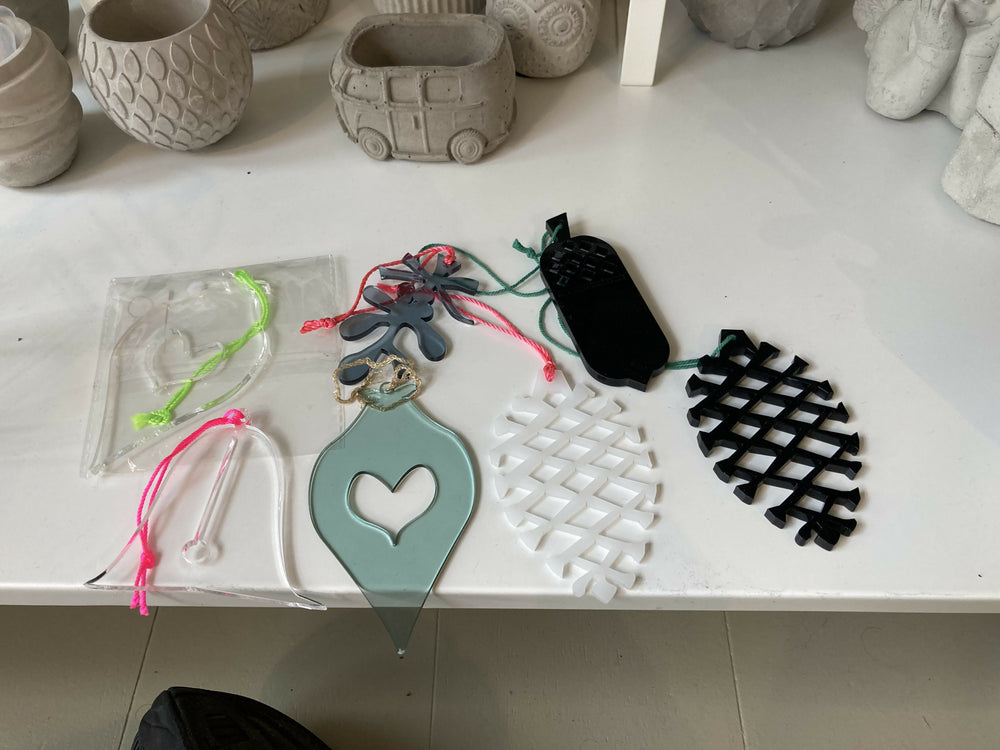 Acrylic upcycled Christmas time Baubles (heart)