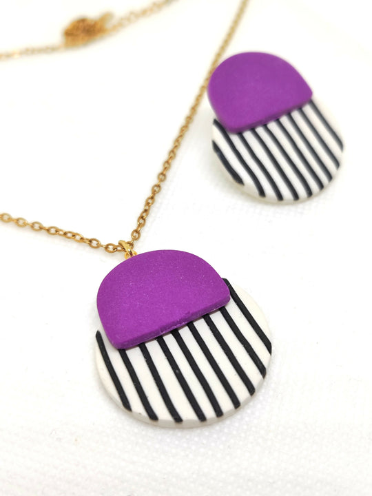 Luna stripes violet earrings-necklace 3