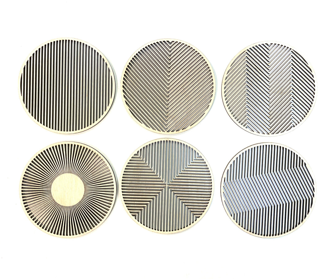MOIRÉ coasters, set of 6, birch colour