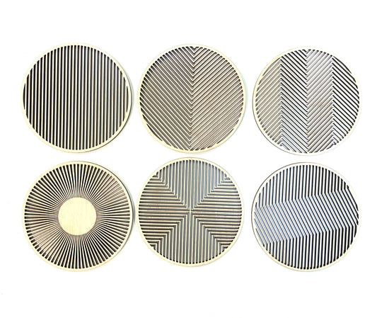 MOIRÉ coasters, set of 6, birch colour