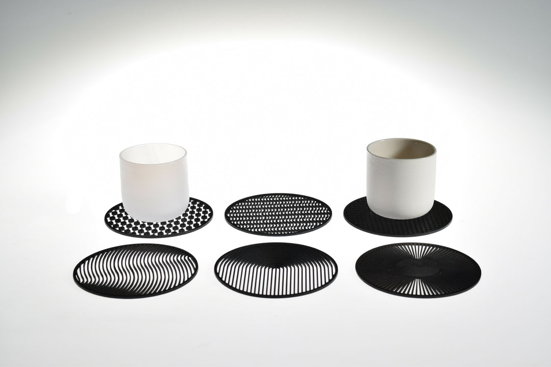 MOIRÉ coasters, set of 6, black