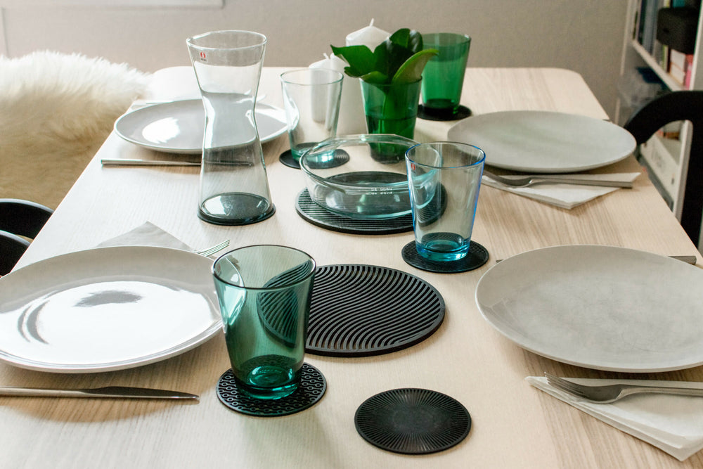 MOIRÉ coasters, set of 6, black