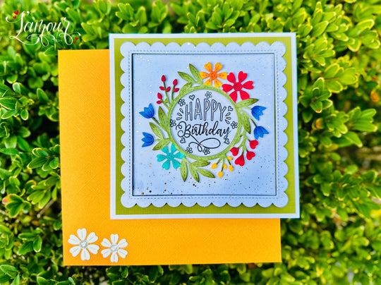 Handmade Birthday Card - Floral Wreath!