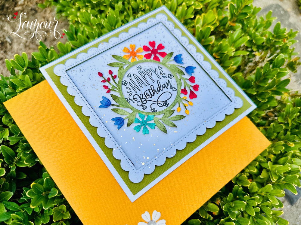 Handmade Birthday Card - Floral Wreath!