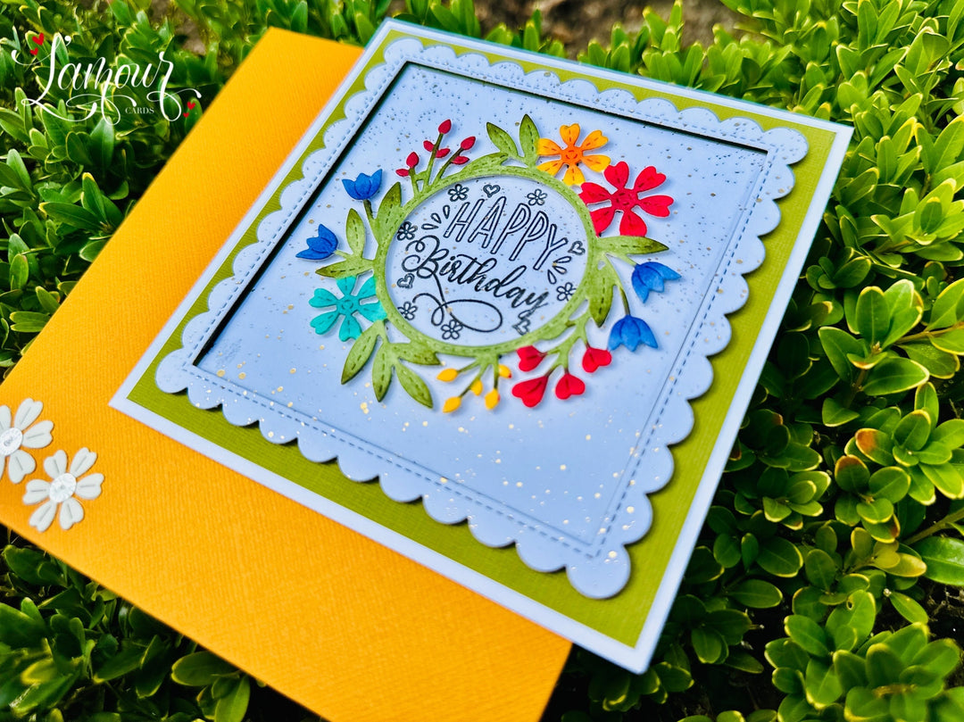Handmade Birthday Card - Floral Wreath!