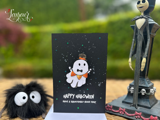 Cute Wobbly Ghost Handmade Card