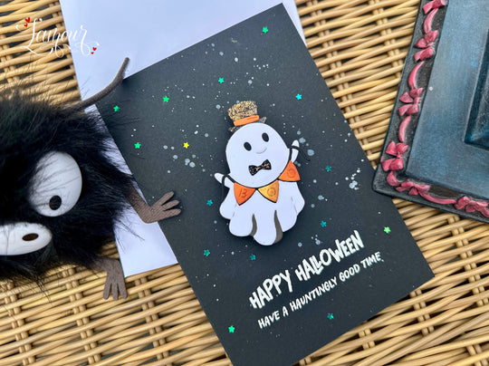 Cute Wobbly Ghost Handmade Card