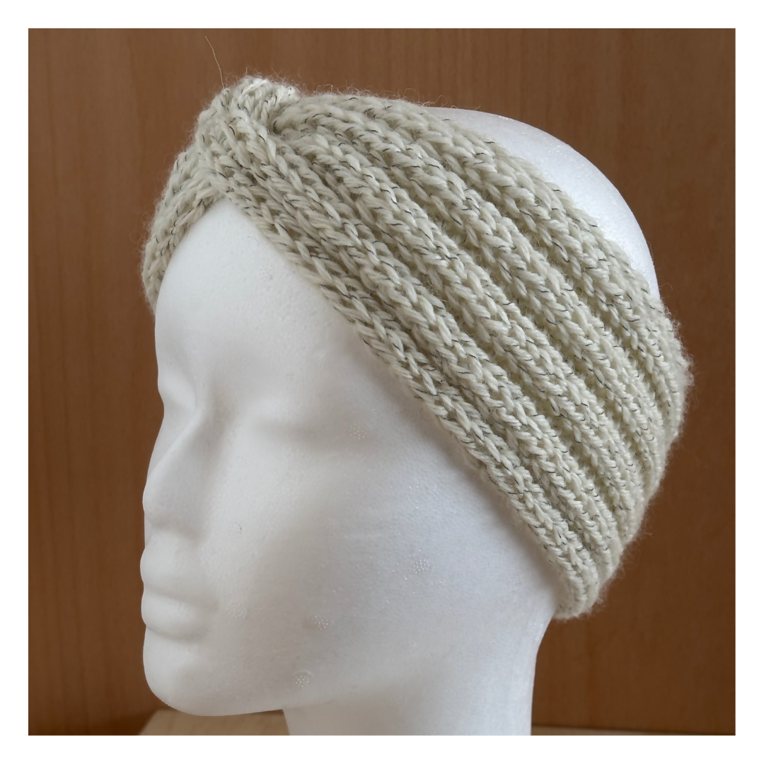 White Twist Knit Headband