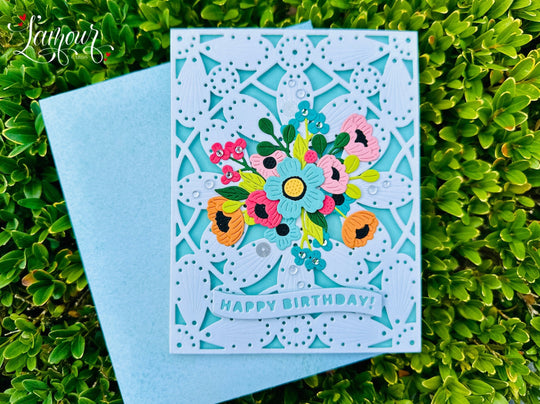 Handmade Floral Birthday Card – Elegant Cut-Out Design