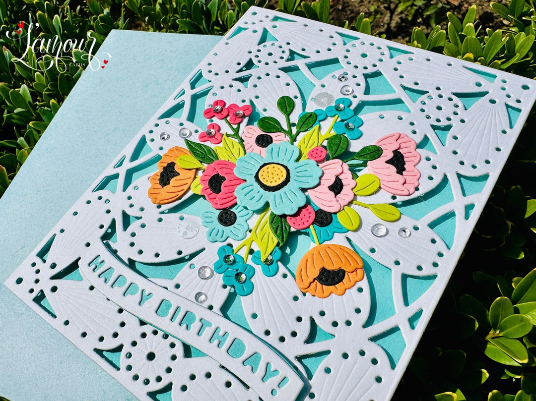 Handmade Floral Birthday Card – Elegant Cut-Out Design