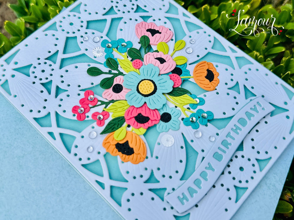 Handmade Floral Birthday Card – Elegant Cut-Out Design