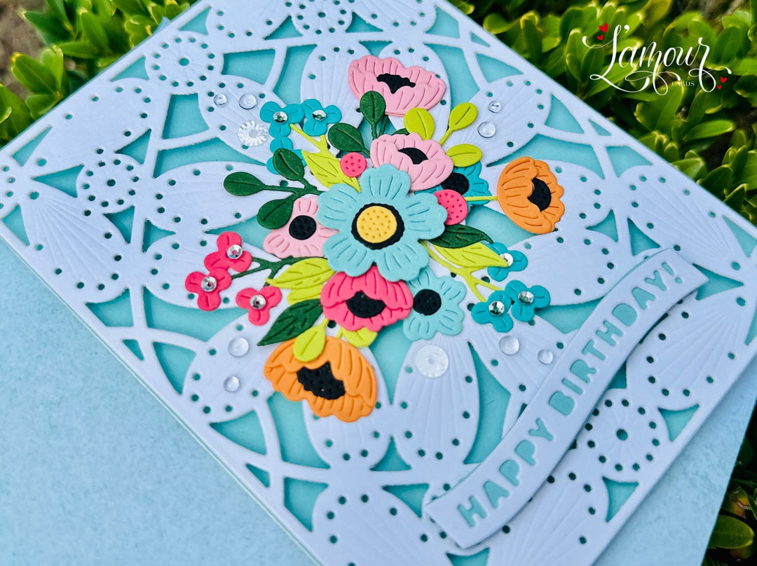 Handmade Floral Birthday Card – Elegant Cut-Out Design