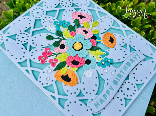 Handmade Floral Birthday Card – Elegant Cut-Out Design