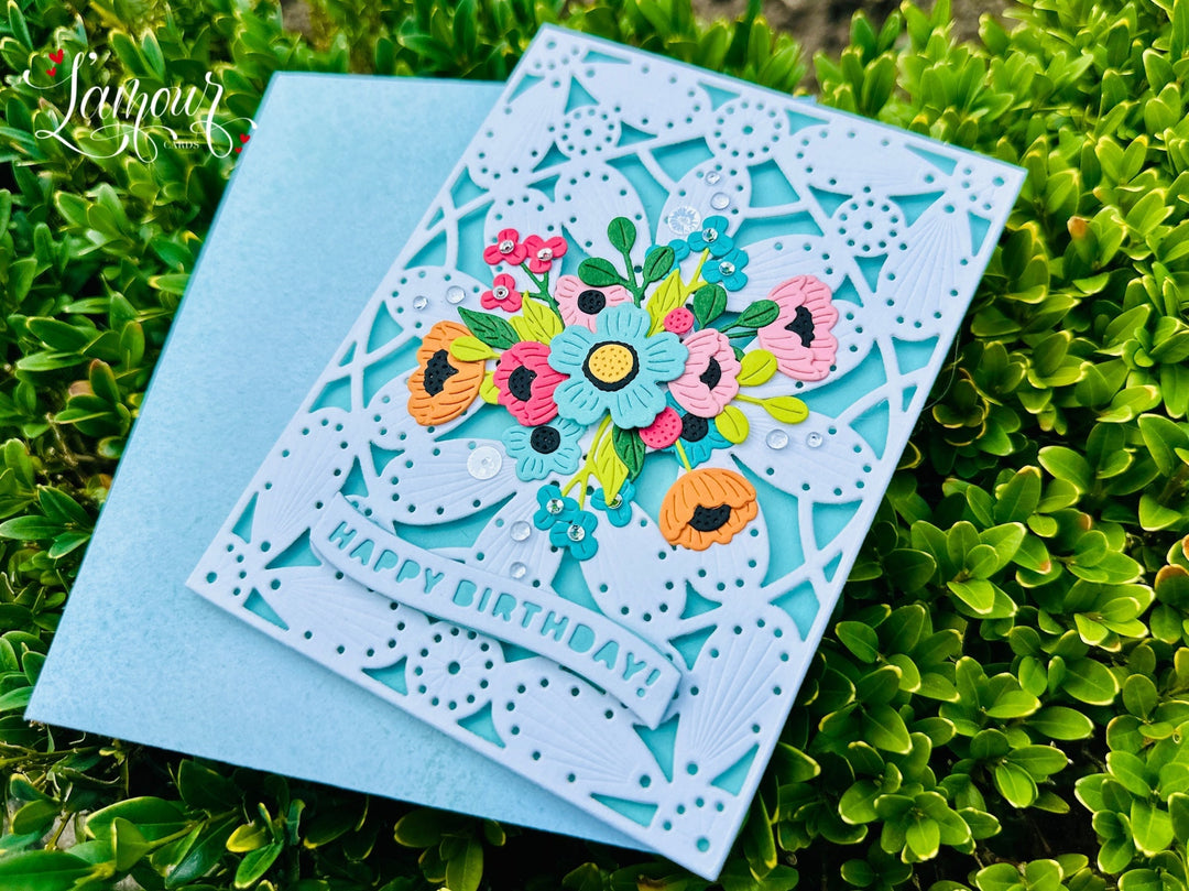Handmade Floral Birthday Card – Elegant Cut-Out Design