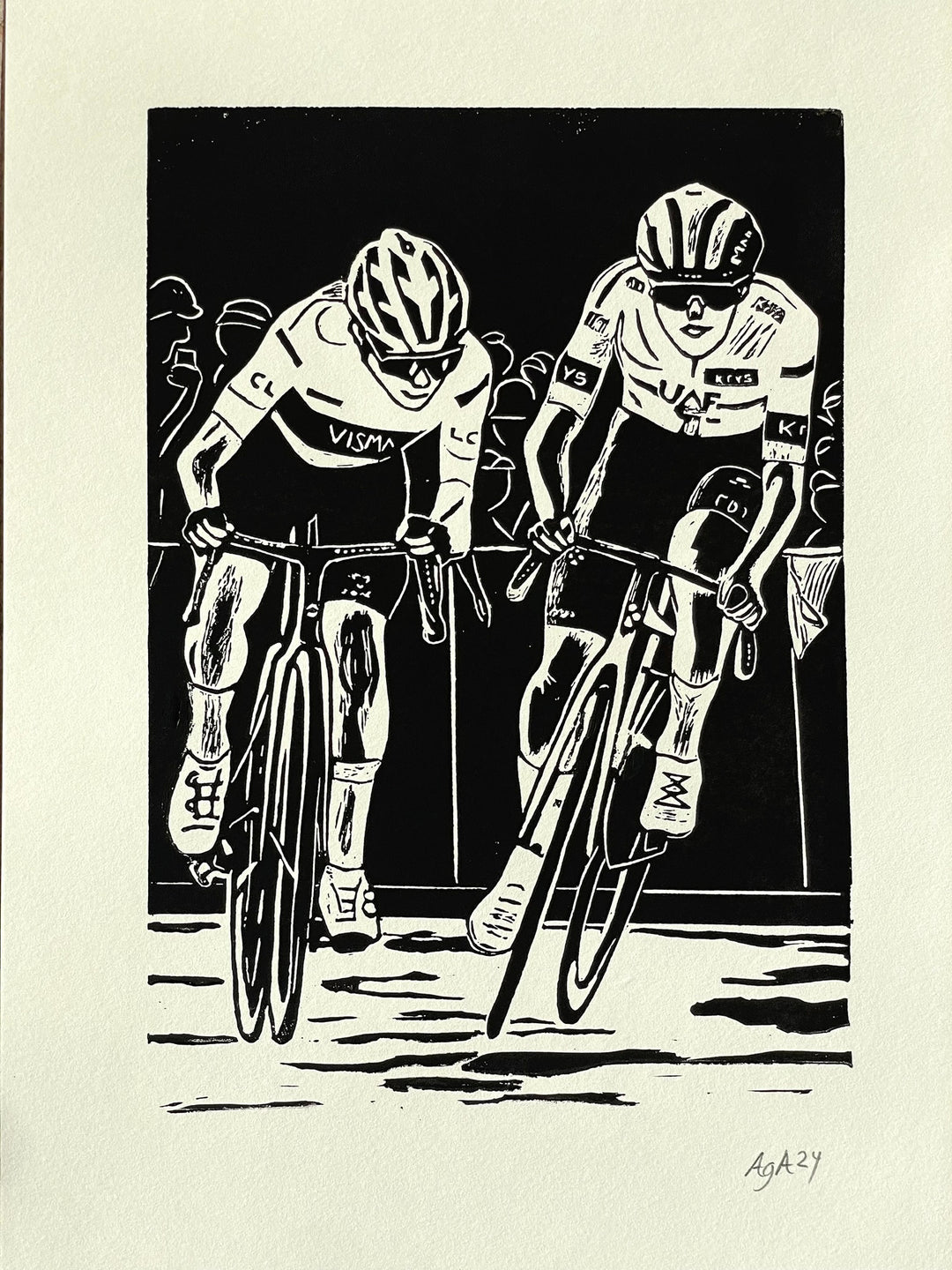 Linocut - handmade - "Le Tour"