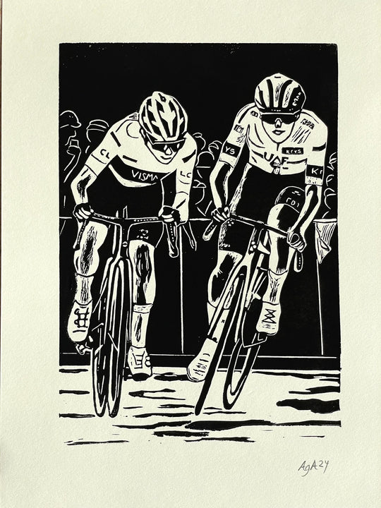 Linocut - handmade - "Le Tour"