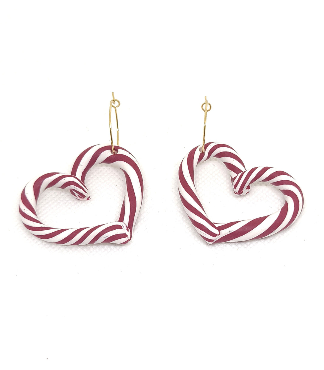 Candy Cane Heart Hoops