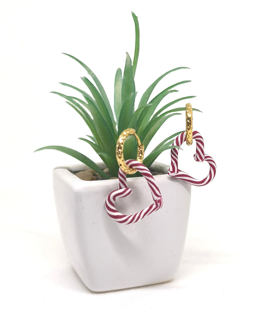 Candy Cane Heart Hoops