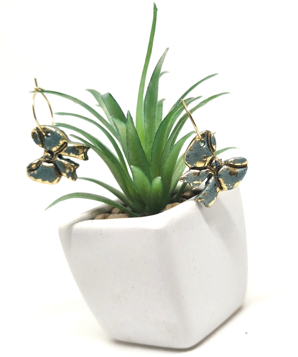 Golden Bow Hoop Earrings