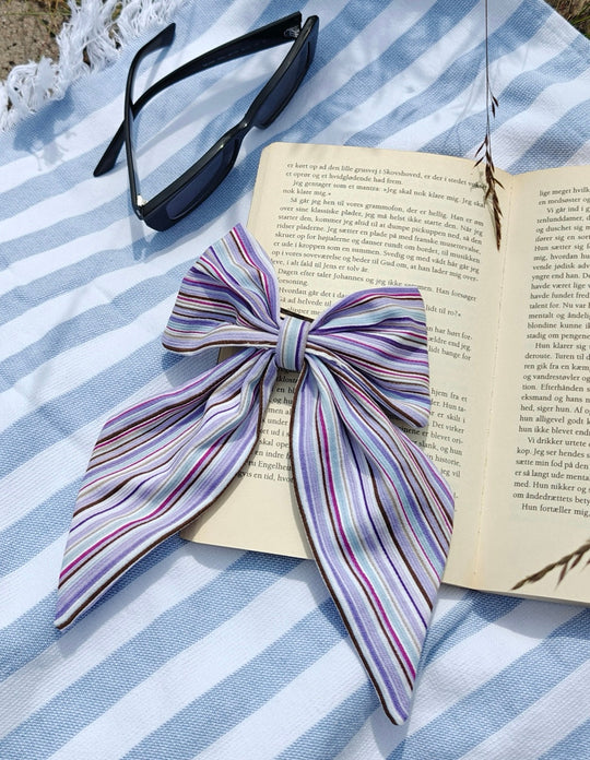 Purple striped bow with hairclip