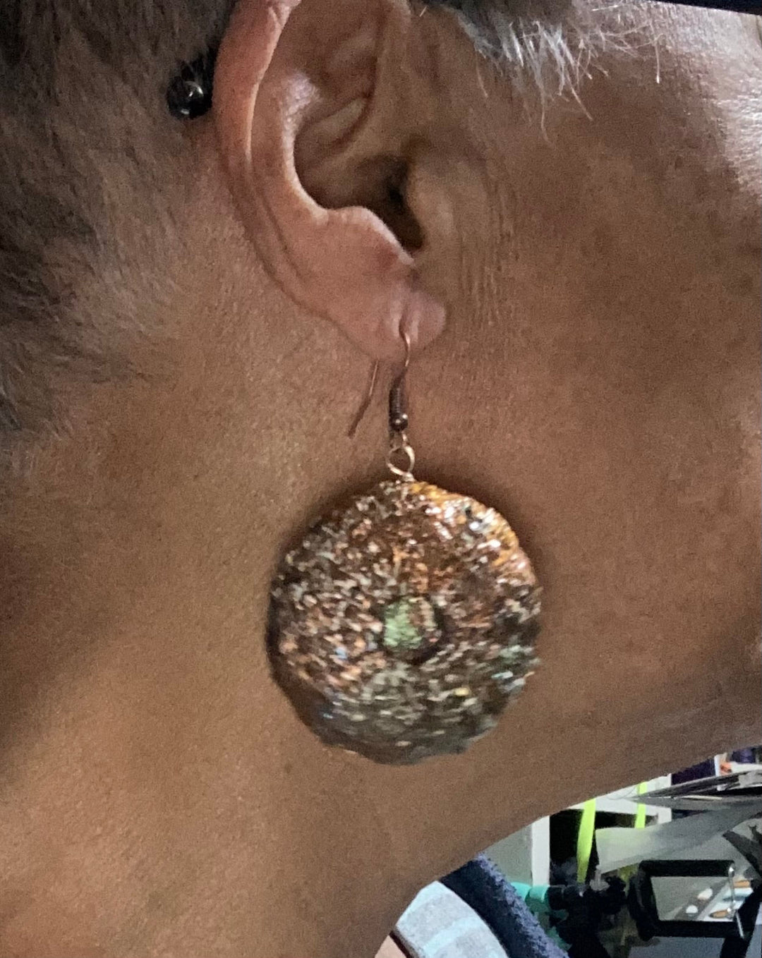Earrings - Textured gold Papermache sea egg