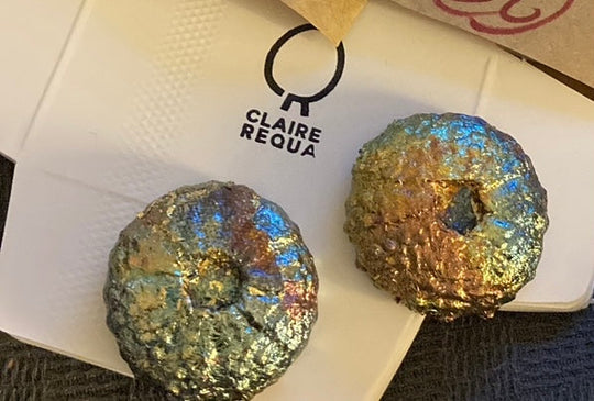 Earrings - Textured gold Papermache sea egg