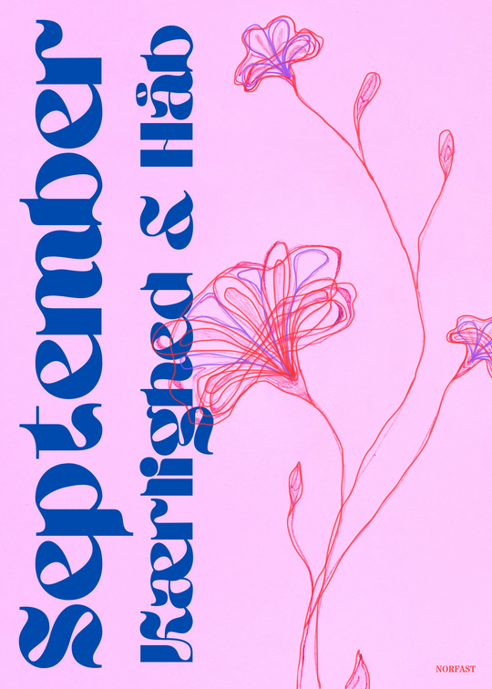 Kunstplakat x Septembers fødselsblomst i lyserød