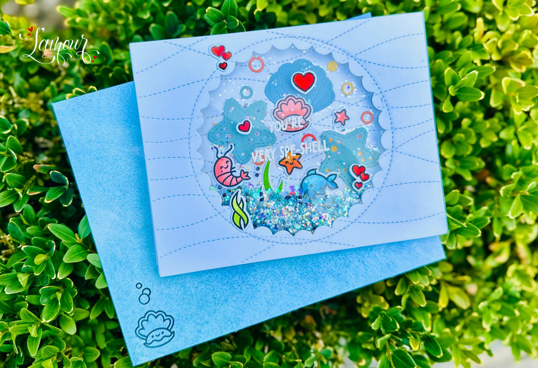 Handmade Under the Sea Shaker Card – “You’re Very Spe-shell” 🐚💙✨