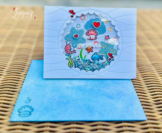Handmade Under the Sea Shaker Card – “You’re Very Spe-shell” 🐚💙✨