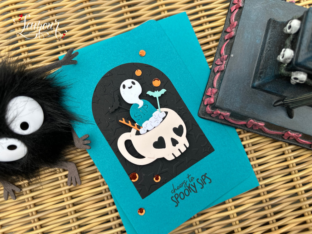 Handmade Halloween Card "Spooky Sips"