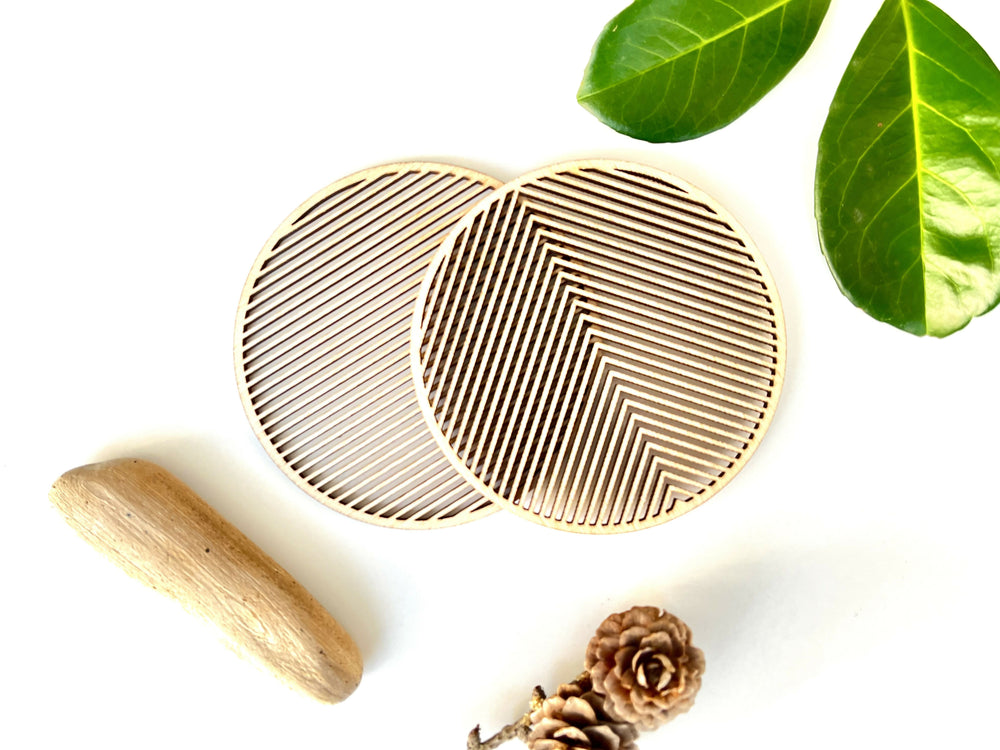 MOIRÉ coasters, set of 6, birch colour